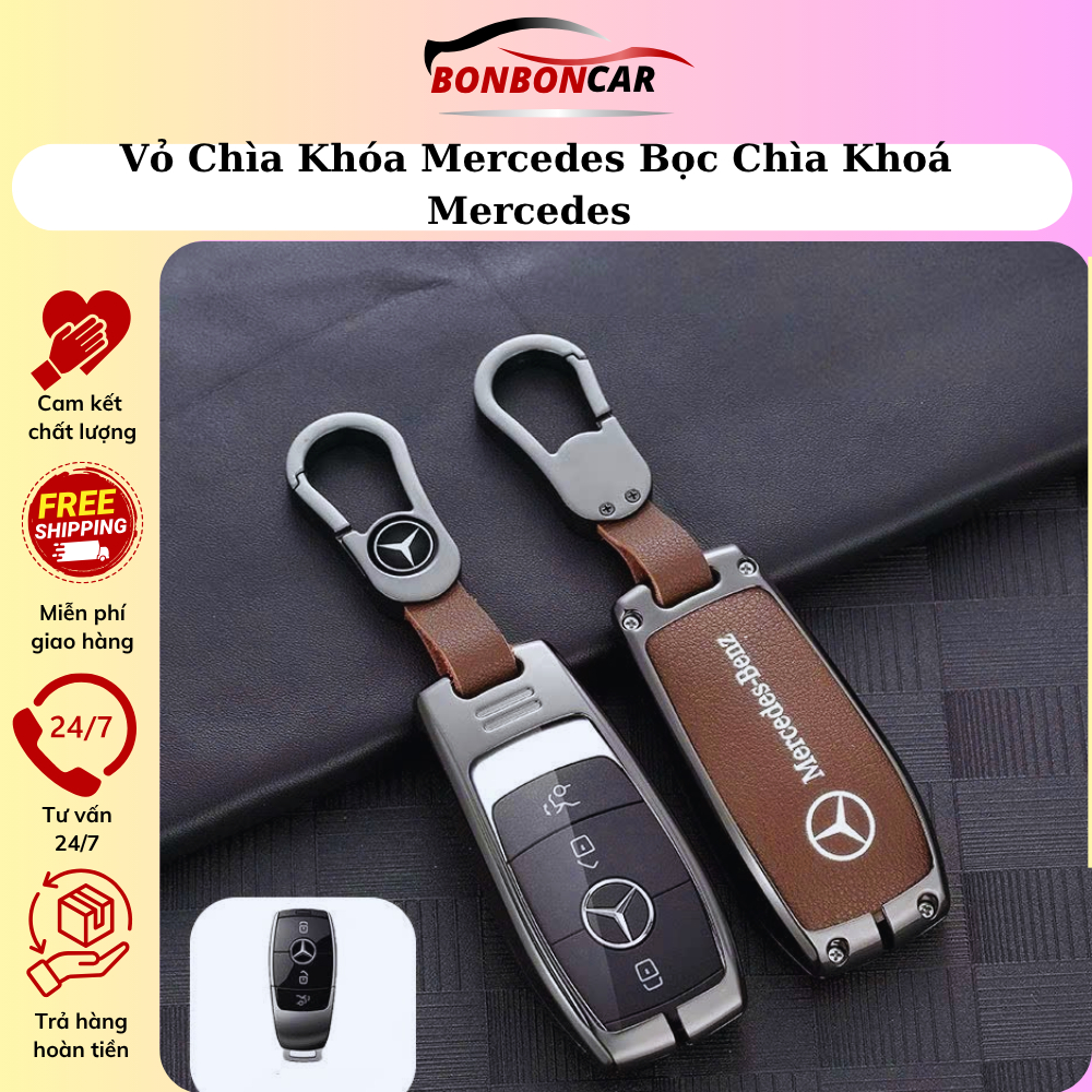 Ốp Chìa Khóa  Mercedes GLC C200 E200 C250 350 450 300 Vỏ Chìa Khóa Mercedes Bọc Chìa Khoá Mercedes