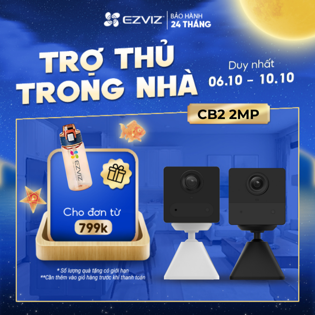 Camera WIFI EZVIZ CB2 Không Dây Pin Sạc 2000 mAh (Nâng Cấp từ BC2), Đầu Sạc Type-C