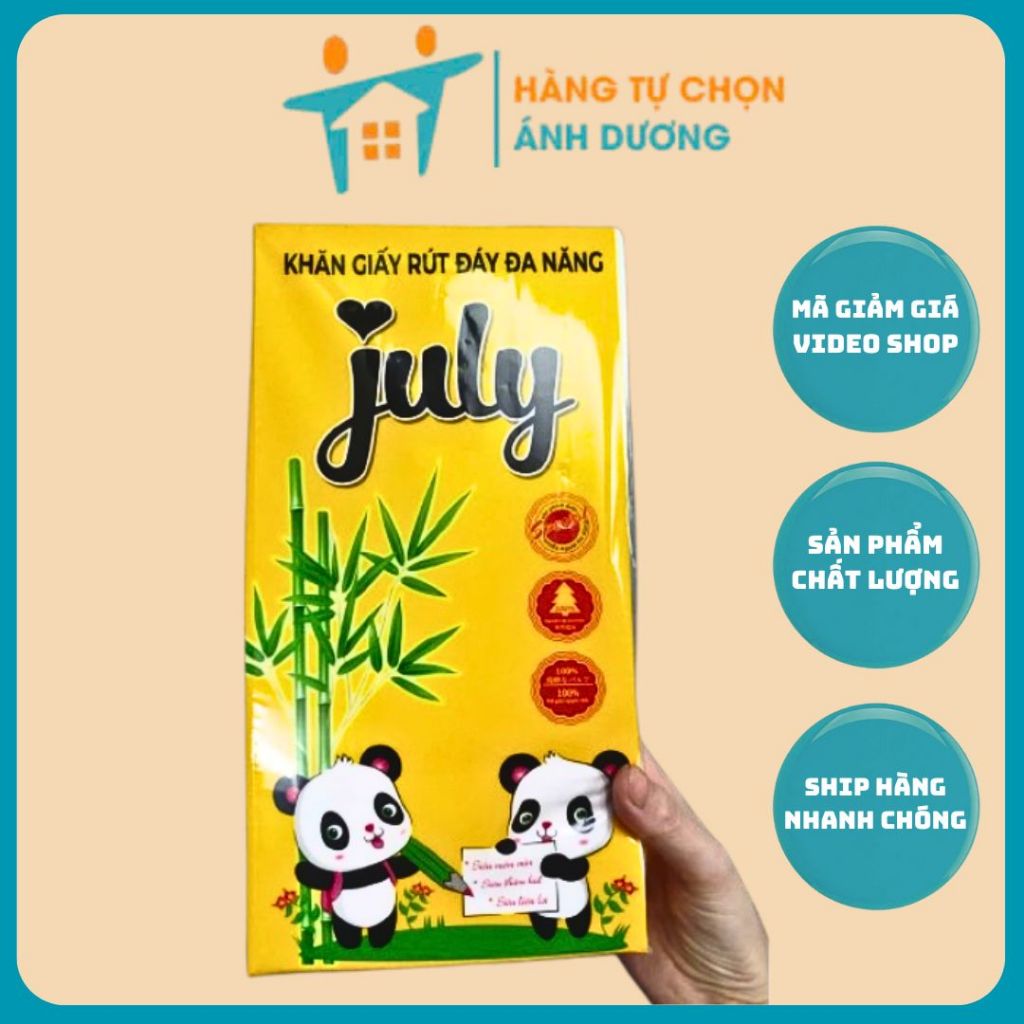 Khăn Giấy Rút JULY Gấu Trúc Chữ Nhật Gói 360 Tờ 4 Lớp