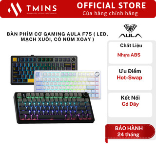  Bàn phím cơ Gaming AULA F75   LED Mạch xuôi Có núm xoay   - Hàng Chính Hãng 
