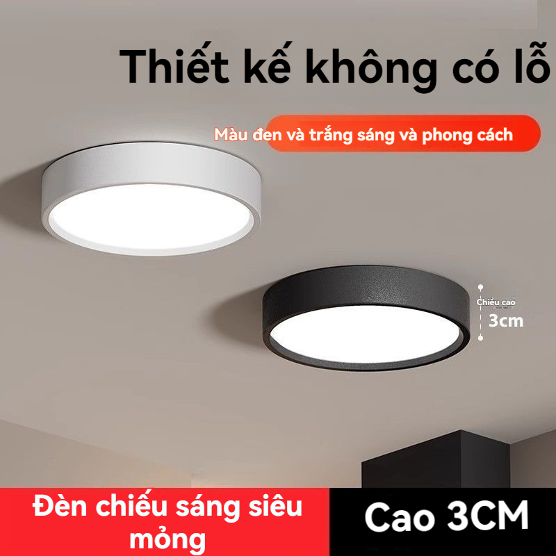 Đèn LED siêu mỏng đèn ống trần mới đèn ray phòng khách chống lóa đèn ống siêu mỏng đèn tròn đèn âm t