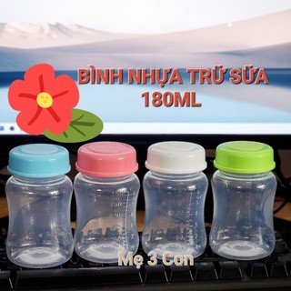  Bình trữ sữa đựng sữa mẹ cổ rộng 180ml nhựa an toàn có thể gắn thêm núm ti 