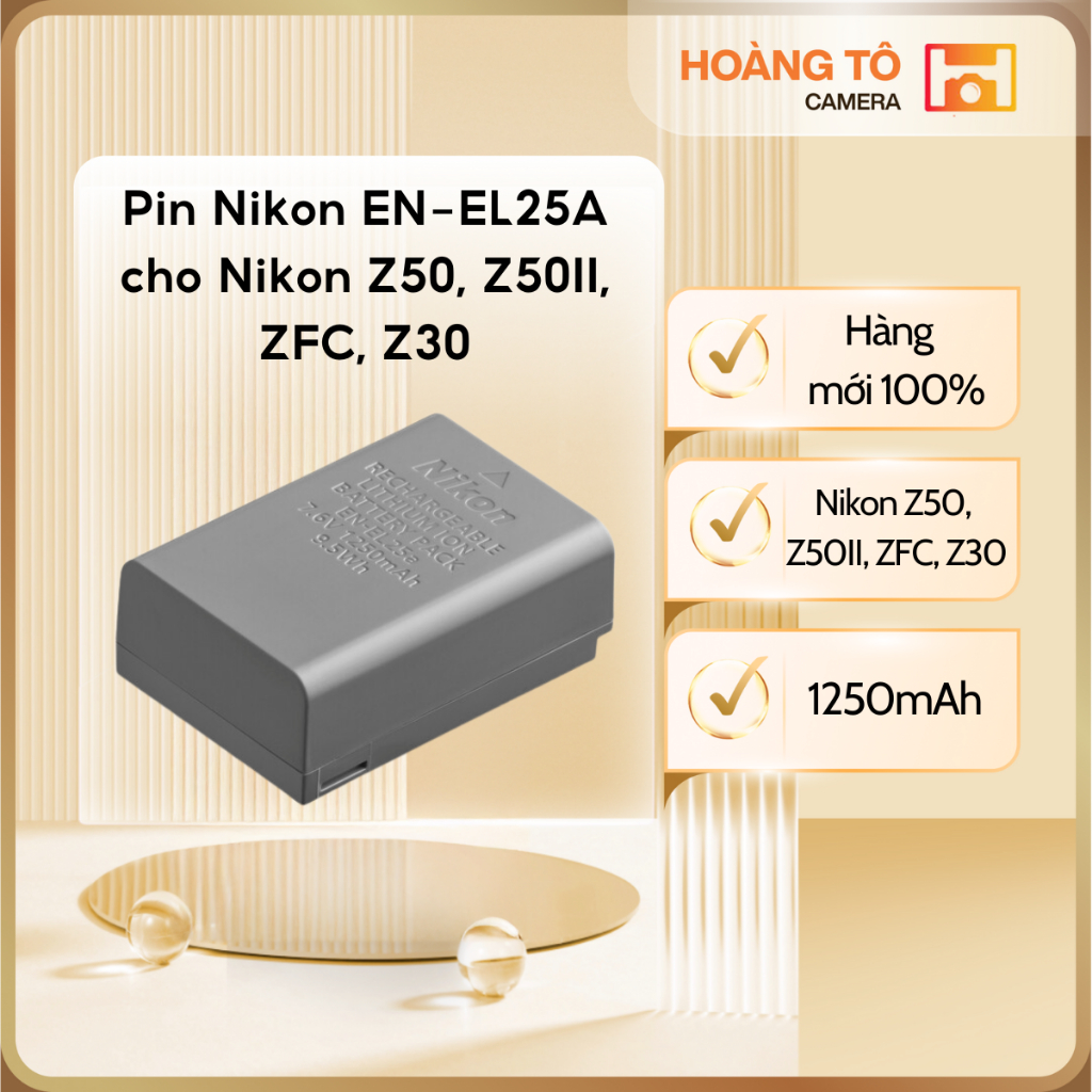 Pin Nikon EN-EL25A ( EN EL 25A ) cho Nikon Z50, Z50II, ZFC, Z30 | Mới 100%