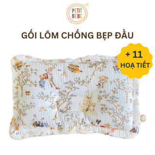  Gối lõm chống bẹp đầu chữ nhật PETIT BEBE muslin thấm hút thoáng khí cho bé từ 3 tháng tuổi 