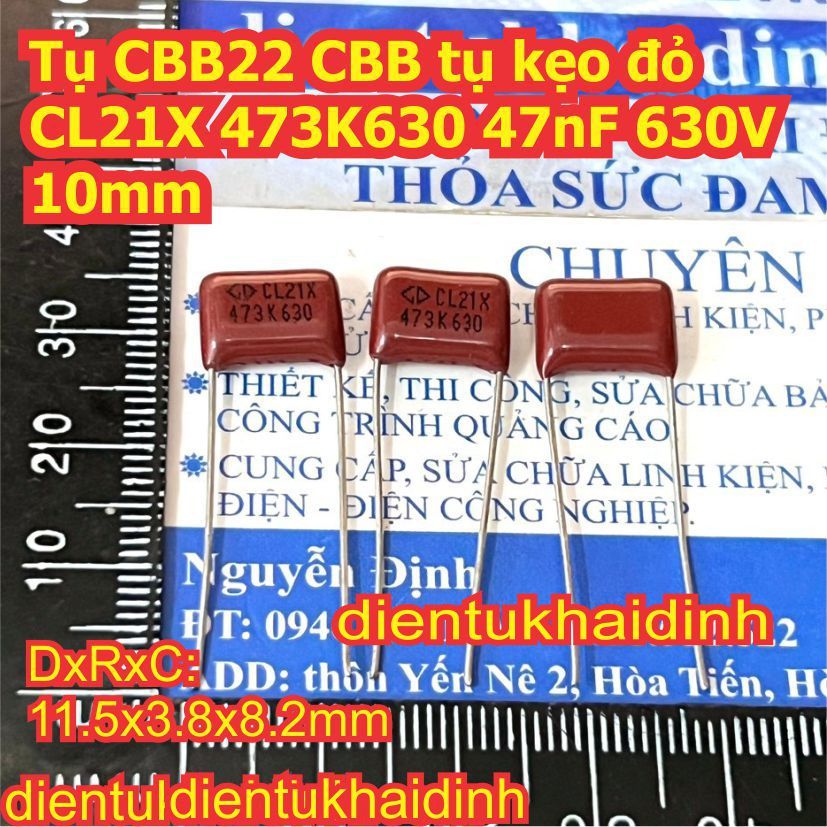 50 con Tụ kẹo nâu đỏ không phân cực CBB22 CL21X 473K630 683K630 473K400 103J630V 47nF 68nF 10nF 400V