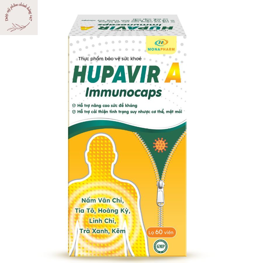{Che tên} Viên uống Hupavir Immunocaps tăng đề kháng hộp 60 viên - Hỗ trợ tăng đào thải hpv, sùi mào gà cho nam và nữ