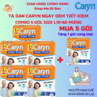 [MUA 5 GÓI TẶNG 1 GÓI CÙNG LOẠI] Tã Bỉm Dán người lớn siêu thấm Caryn Ngày và Đêm M10 - L10 Chính Hãng