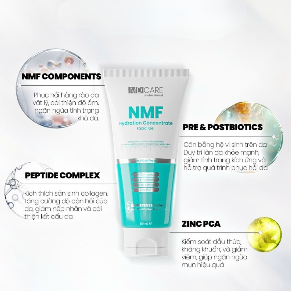 Ảnh 4 của Kem dưỡng ẩm MD CARE NMF kiểm soát dầu, tái tạo và phục hồi hàng rào bảo vệ  50ml