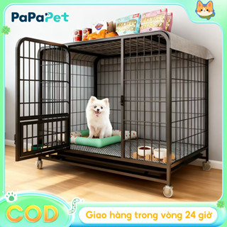  Papapet – Lồng chó chống gỉ cỡ lớn dùng cho chó  40kg bánh xe trơn kích thước 60–125 cm 