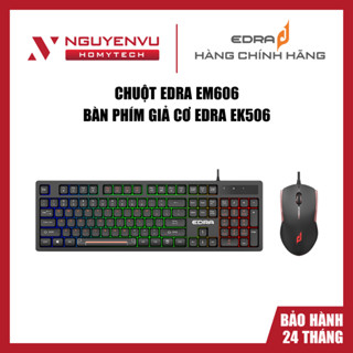   FULL VAT  Combo Chuột có dây EDRA EM606 và Bàn phím giả cơ có dây EDRA EK506 - Hàng chính hãng 