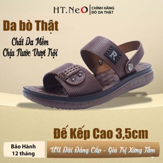 Sandal nam da bò HT.NeO , Dép quai hậu nam đế kếp cao 3,5cm êm mèm tôn dáng tăng chiều cao , lịch sự , thoáng mát SDN896