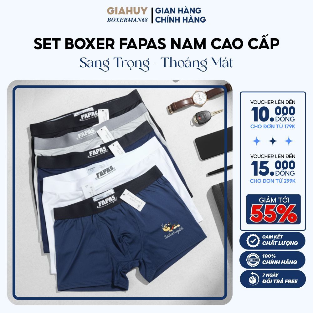 Quần Lót Nam Boxer Thun Lạnh , Quần Sịp Nam Fapas Cún Yêu, Đùi Thun Lạnh Cao Cấp Co Giãn 4 Chiều