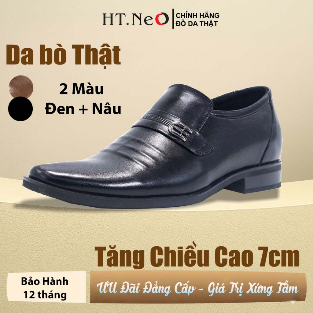 Giày nam da bò tăng chiều cao 7CM HT.NeO,Giày tây công sở mũi nhọn quai vắt ngang giữ phom tôn dáng ĐĐ4027