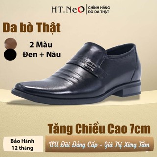 Giày nam da bò tăng chiều cao 7CM HT.NeO,Giày tây công sở mũi nhọn quai vắt ngang giữ phom tôn dáng ĐĐ4027