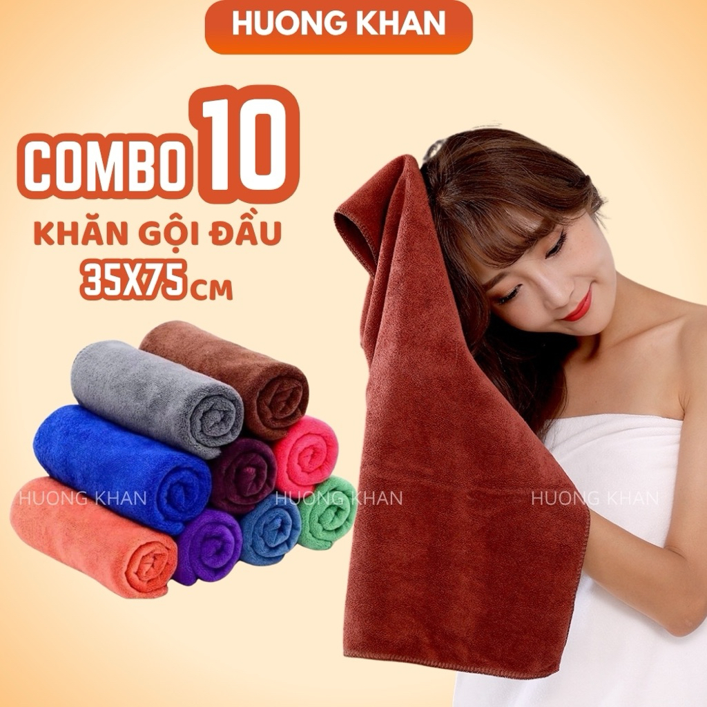 Combo 10 Khăn Gội Đầu, Khăn Lau Tóc Spa 35x75cm DÀY mềm thấm nước dùng  salon tóc, thẩm mỹ viện