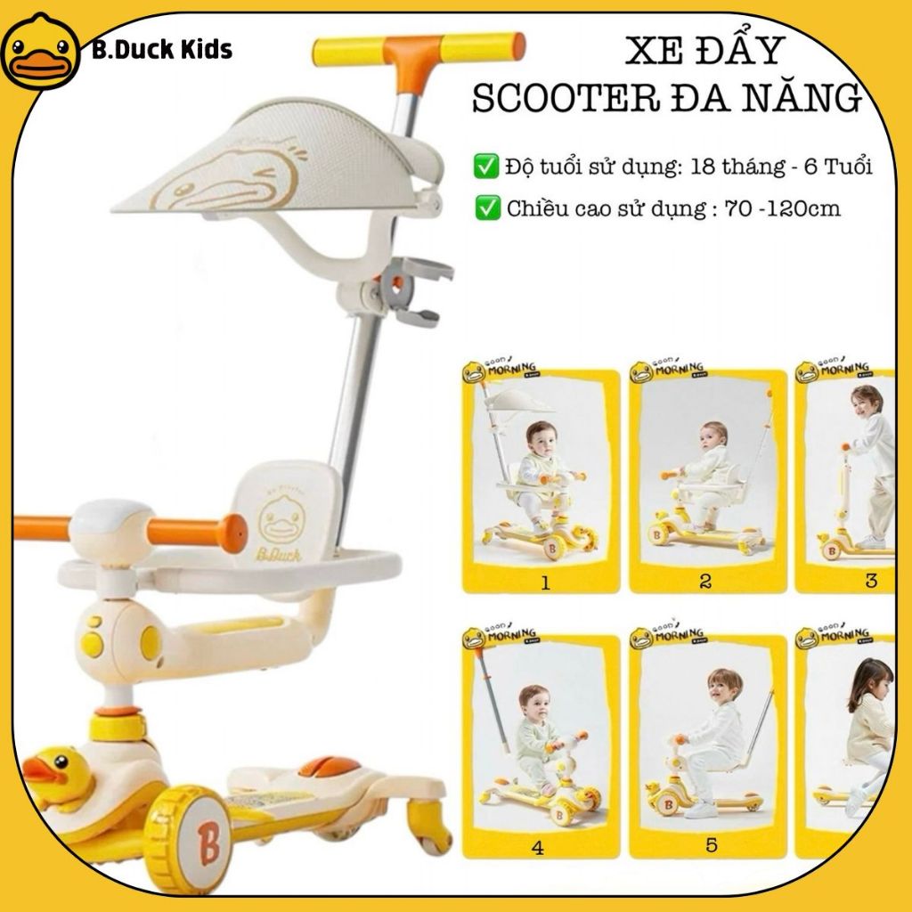 Xe Đẩy Kết Hợp Scooter có ghế ngồi [B.Duck CHÍNH HÃNG][CÓ SẴN] Xe trượt cao cấp cho bé