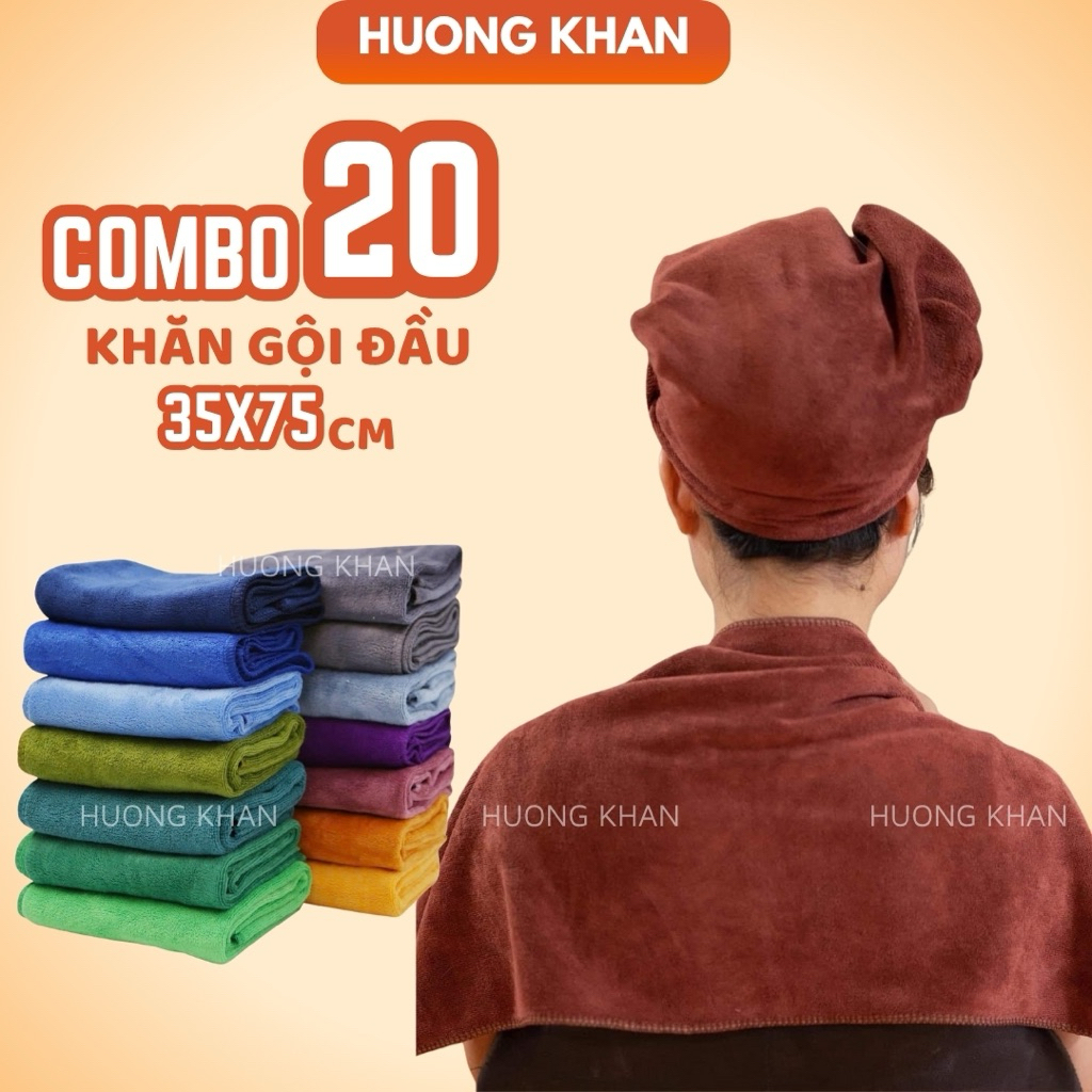 Combo 20 Khăn gội đầu Salon 35x75cm, khăn làm nail dày mềm thấm nước tốt (loại 1)