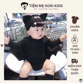 Set Halloween dơi đen cho bé trai gái từ 4kf đến 13kg kèm mũ
