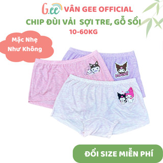 Chip đùi bé gái Gee, set 3 quần lót bé gái vải sợi tre mỏng mát thấm hút mồ hôi cho bé gái cân nặng 10 đến 60kg