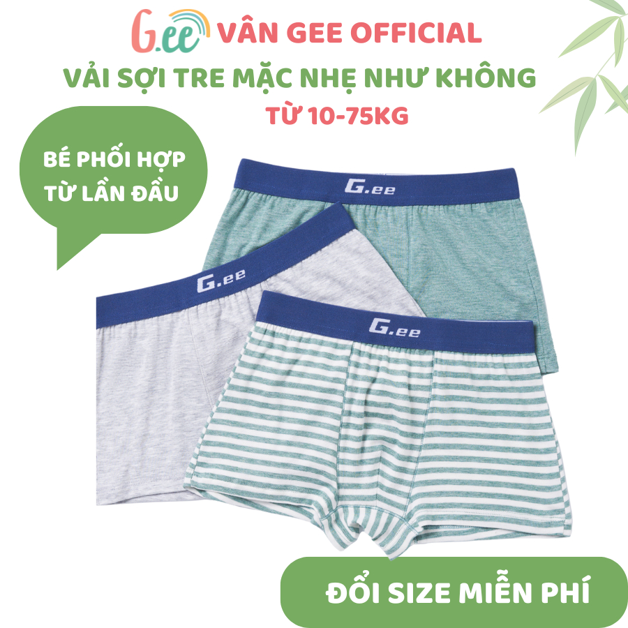 Set 3 quần lót bé trai Gee cho bé tập mặc, đáng đùi thoải mái, chất sợi tre mềm mại nhẹ như không.