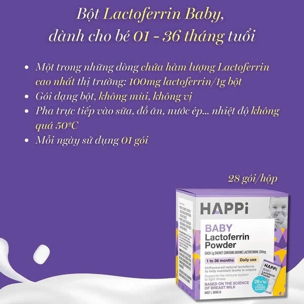 Men Happi Baby Lactoferrin Powder cho bé