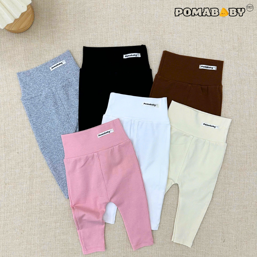  Quần Legging Dài Cạp Cao Đũng Bỉm Vải Thun Co Giãn Cực Yêu Cực Mềm Mại Cho Bé Trai Bé Gái POMABABY 