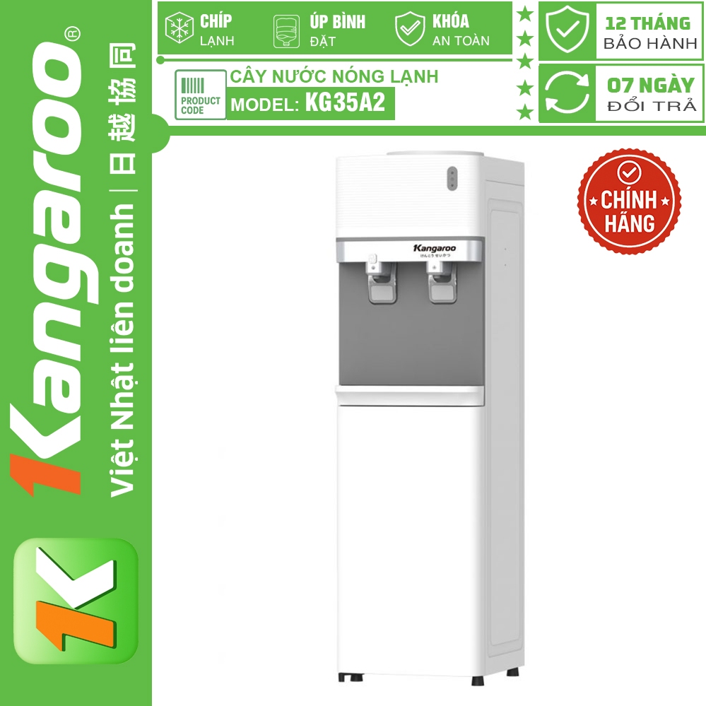 Cây nước nóng lạnh Kangaroo KG35A2, Làm lạnh Chíp, Cây úp bình, Bảo Hành Chính Hãng 12 Tháng