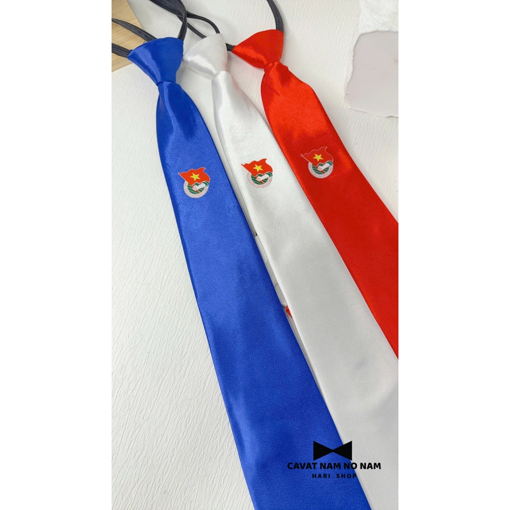 Cavat Cà Vạt Đoàn Bản To, Cà Vạt Đoàn Thanh Niên Bản Nhỏ, đủ màu xanh, đỏ , trắng