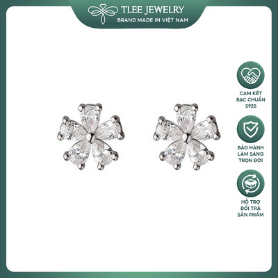 Khuyên tai bạc nữ TLEE bông hoa năm cánh nữ tính TLEE JEWELRY B0265