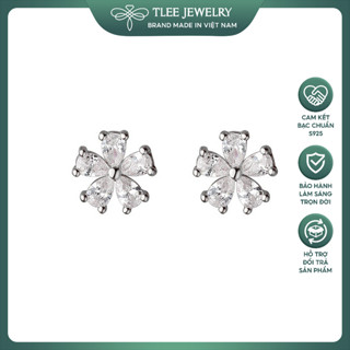 Khuyên tai bạc nữ TLEE bông hoa năm cánh nữ tính TLEE JEWELRY B0265