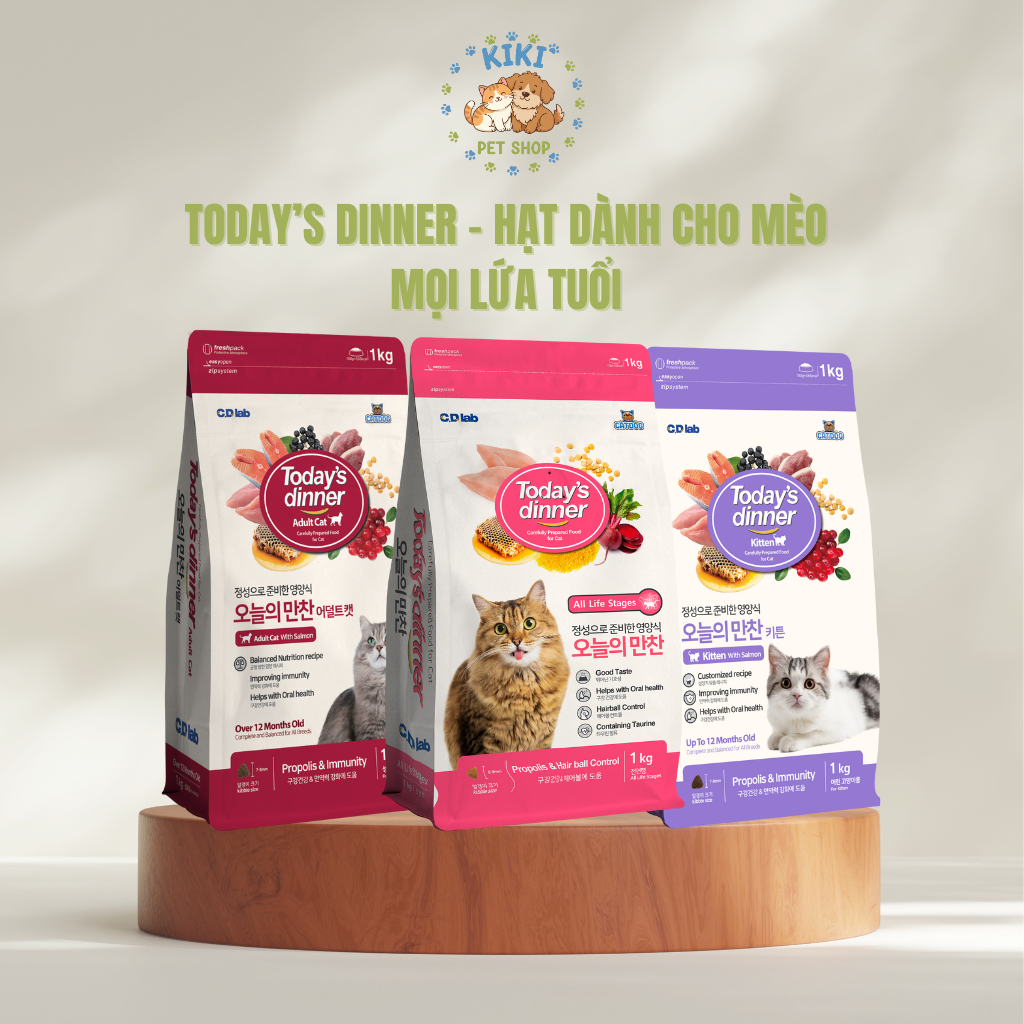 [DEAL SỐC] (1KG) THỨC ĂN HẠT TODAY'S DINNER CHO MÈO MỌI LỨA TUỔI