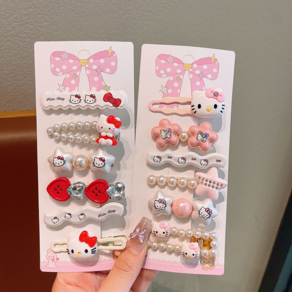 Set 6 kẹp tóc kitty siêu xinh cho bé gái, cho bạn nữ, kẹp thời trang mới hoạt hình hello kitty