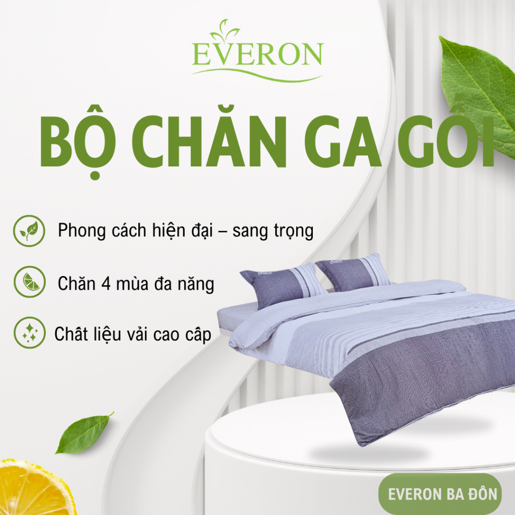 Bộ Ga Chun Chần Bốn Mùa Everon Cao Cấp – Mềm Mịn Thoáng Khí, Sang Trọng Hiện Đại, Ga Giường Everon C