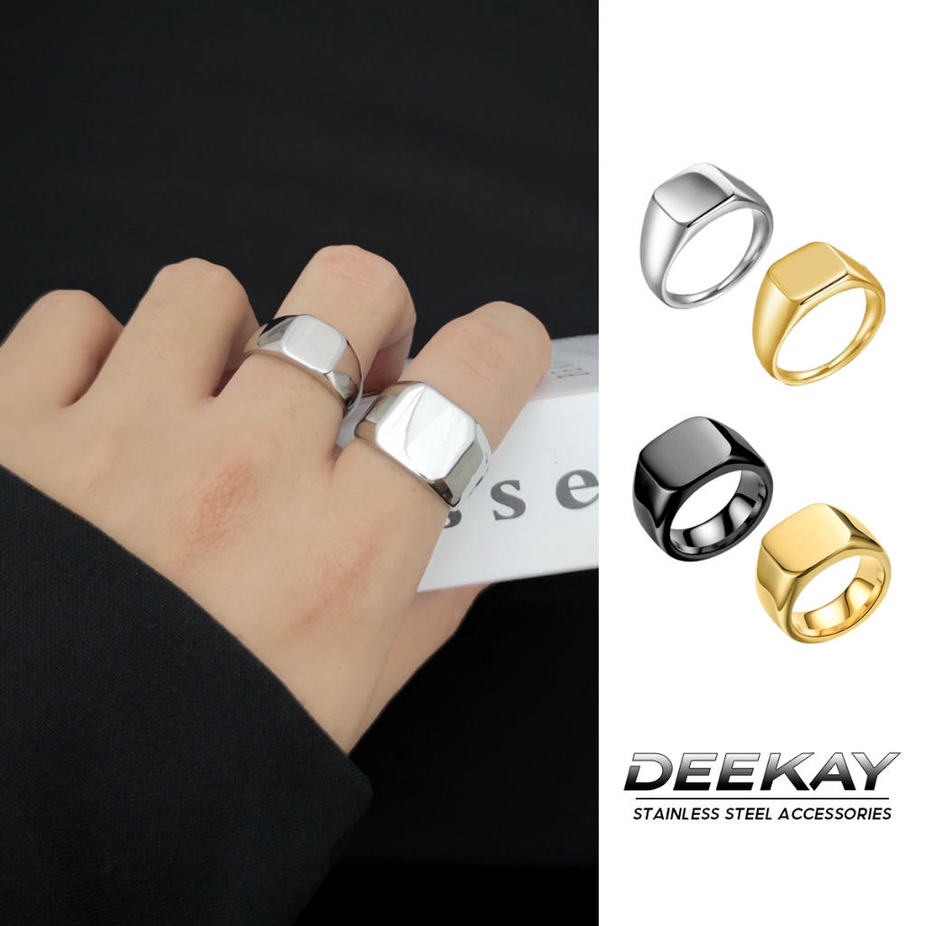 [ND9] Nhẫn nam Titan Signet Ring Bản Vuông Tối Giản Hiện Đại- Trang sức Titan nam Deekay