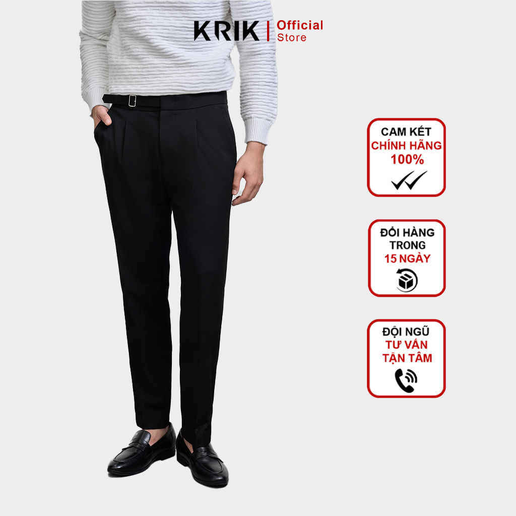 Quần ÂU Nam KRIK Chất Liệu Mềm Mại Form Baggy Phối Dây Da Trendy QA7141