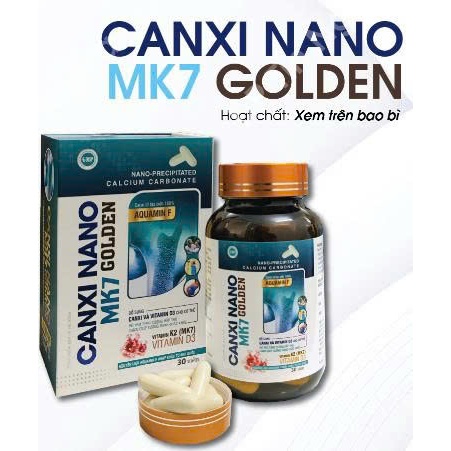 Canxi Nano MK7 Golden, Viên uống bổ sung canxi nano hữu cơ