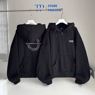 Áo Khoác Hoodie Zip NQ30 Thêu Nỉ Chân Cua Form Boxy Tay Phồng Phom Rộng Cực Đẹp