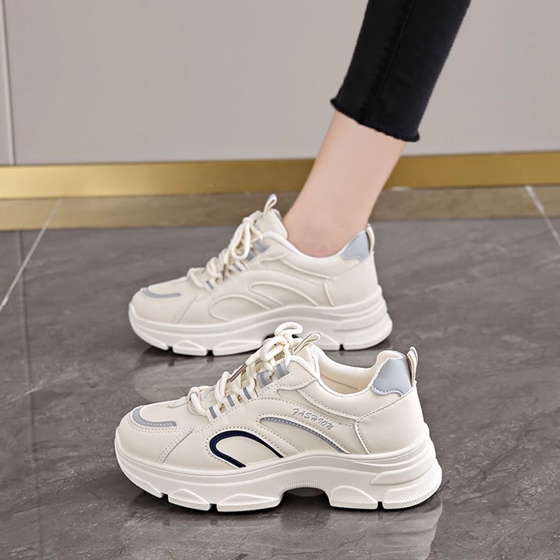 Giày Nữ Thể Thao ChunKy Phối Da Đế Cao 4cm Kiểu Dáng Thời Trang Full Box