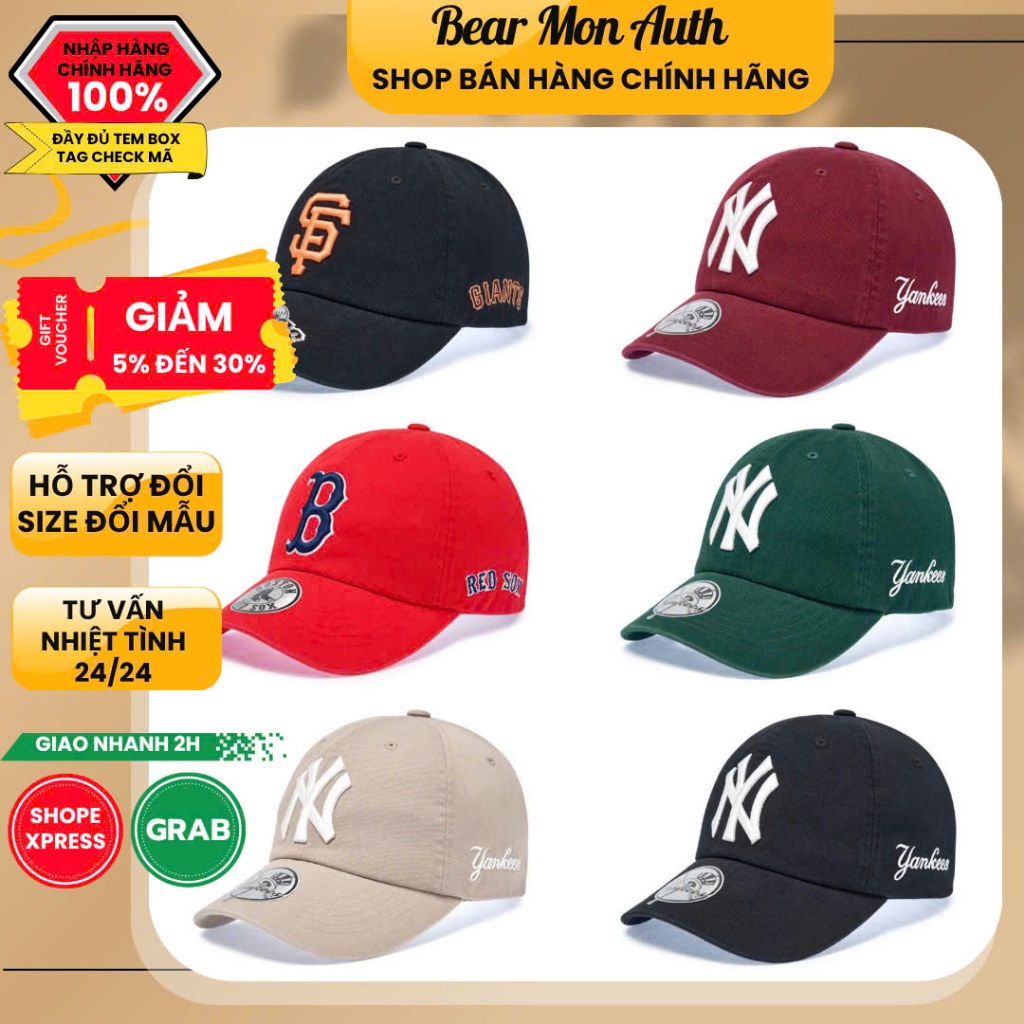 Mũ Lưỡi Trai MLB Signature Unstructured Ball Cap 3ACPB245N Màu Đen / Đỏ / Xanh / Begi