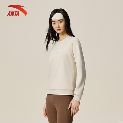 ANTA Áo nỉ mềm mại nữ Áo chui đầu Áo sweater dài tay thể thao nữ mùa thu mới dài tay tập luyện 1625C7713