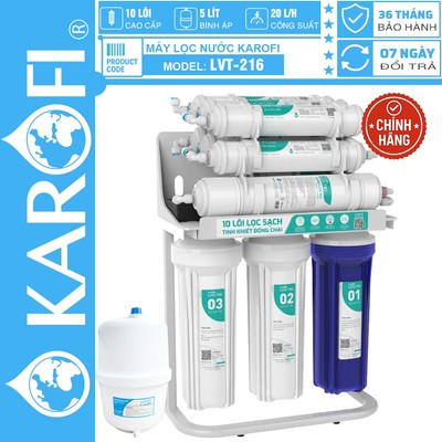 [CHÍNH HÃNG 100%] Máy lọc nước Karofi Livotec 216 - 10 Lõi, Công suất 20 lít/giờ, Bảo Hành Chính Hãng 36 Tháng Tại Nhà