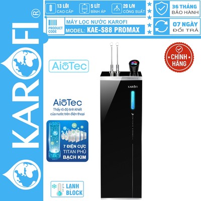 [CHÍNH HÃNG 100%] Máy lọc nước nóng lạnh Hydro-ion kiềm Karofi KAE-S88 PROMAX, MỚI 2026, BẢO HÀNH CHÍNH HÃNG 3 NĂM