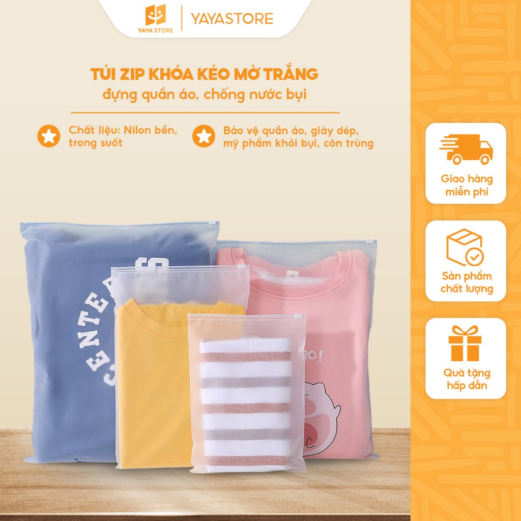 Túi Khóa Zip Cao Cấp Cho Shop Quần Lụa Mờ Trắng Có Khóa Kéo Đựng Đồ Ướt Du Lịch Chống Bụi, Nước