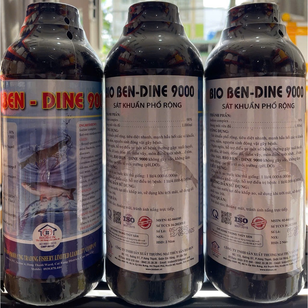 Iodine 9000 chai 1 lít, diệt các loại nấm, ký sinh, vi khuẩn gây bệnh cho cá ếch lươn baba tôm