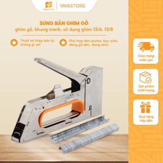 Súng bắn ghim gỗ máy bấm ghim cầm tay - Ghim vào gỗ, khung tranh, tường sử dụng ghim 13//6 13/8