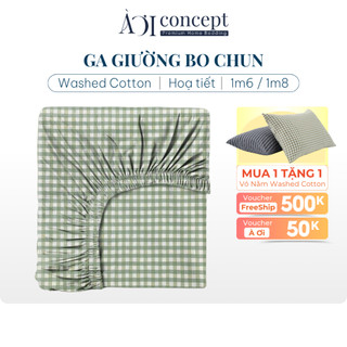  Ga Giường Washed Cotton Bo Chun Cao Cấp AOICONCEPT Size 1m6x2m và 1m8x2m Nhiều Màu và Hoạ Tiết Thoáng Mát Home Bedding 