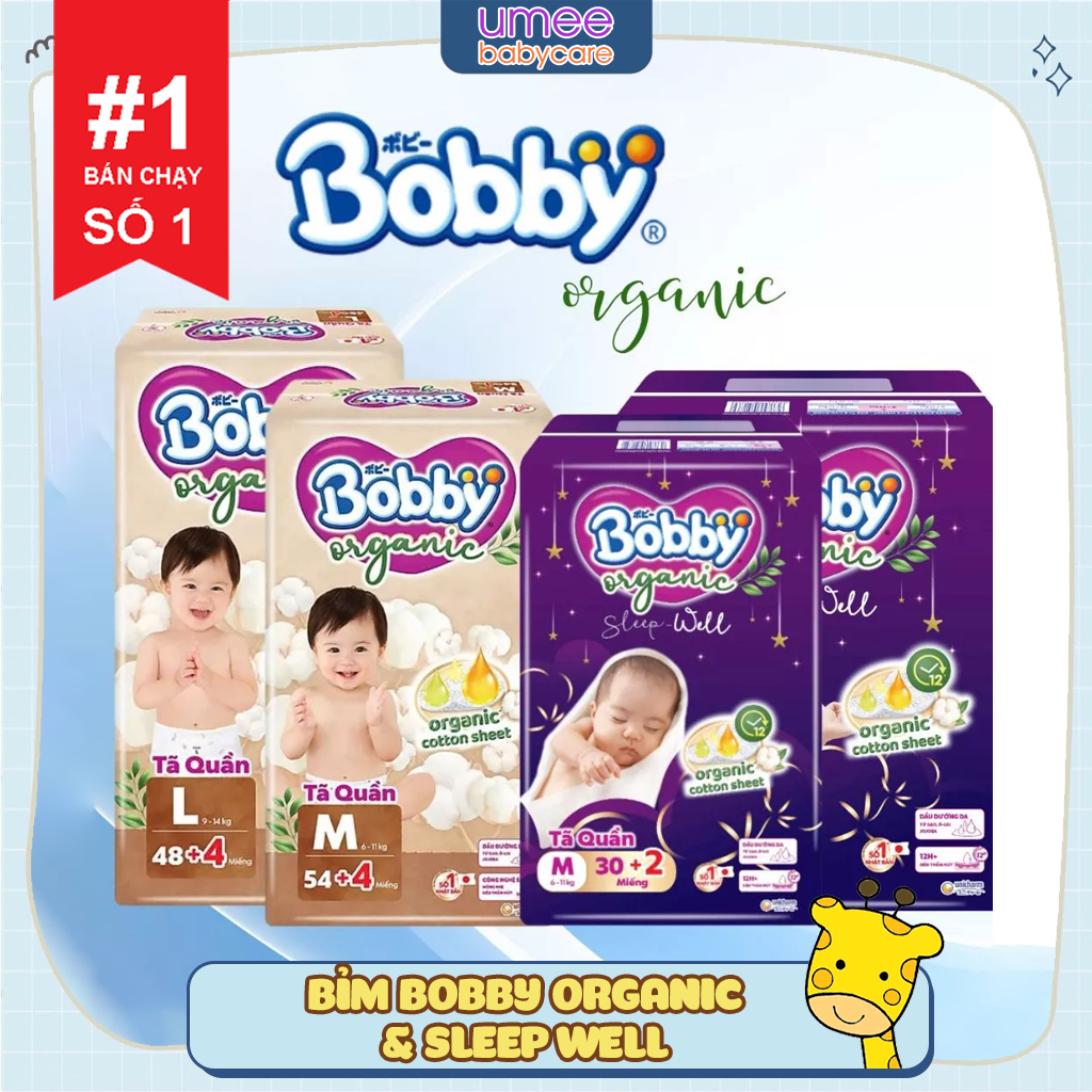 Tã Bỉm Quần BOBBY ORGANIC/ Bobby Premium Soft Chính Hãng Mỏng, Thấm Hút Nhanh Chống Hăm Hiệu Quả Đủ 