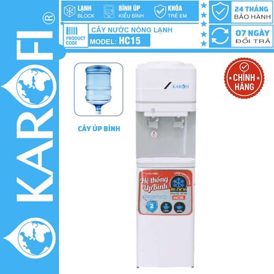 [CHÍNH HÃNG 100%] Cây nước nóng lạnh Karofi HC15, Làm lạnh Block, Úp Bình, Bảo Hành Chính Hãng 24 Tháng Tại Nhà