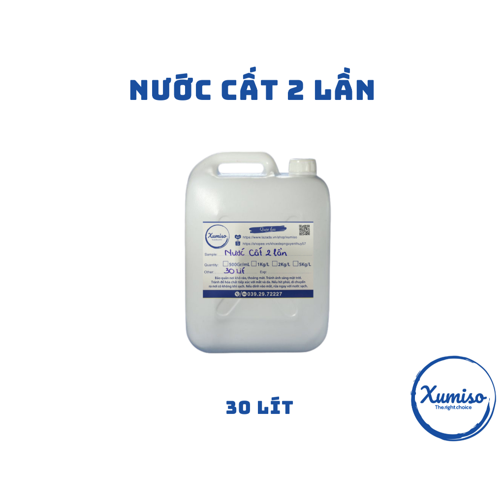 Giá Sỉ - Nước cất 2 lần - Nước chưng cất - nguyên liệu mỹ phẩm Xumiso 5 Lít, 10 Lít, 20 Lít, 30 Lít