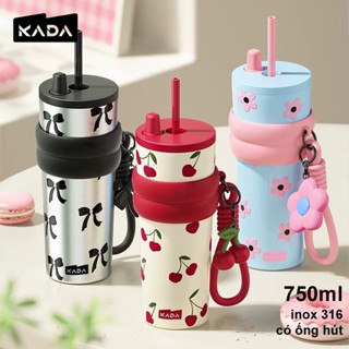  KADA Ly Giữ Nhiệt Bình Nước Giữ Nhiệt 6h 750ml Có Tay Cầm Ống Hút Inox 316 ống Dùng Cho Văn Phòng & Trường Học 